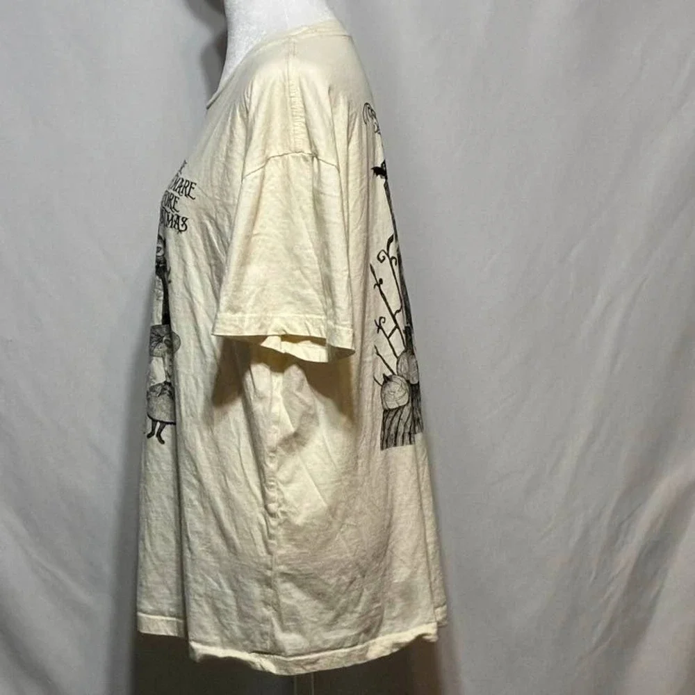 Disney T Shirt Cream Mens L Nightmare Before Christmas Tim Burton Graphic Tee